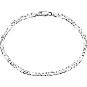 Verona Jewelers Mens Italian Sterling Silver Solid Figaro Link Chain Bracelet 4.5MM,6.8MM, 7.5MM,10MM - 925 Figaro Bracelet, Men's Sterling Silver Italian Link Bracelet