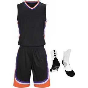 Boys Girls Basketball Jersey Shirt and Shorts with Matching Basketball Socks