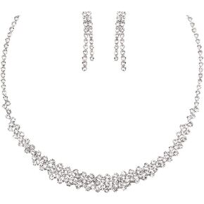 Elegant Necklace Earrings Set Bridal Jewelry Sets for Brides Bridesmaid Wedding Party Prom Dress Accessories Women Costume Jewelry