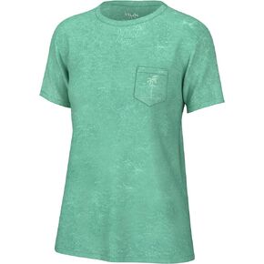 HUK womens Short Sleeve Mineral Wash Pocket Tee, Fishing T-shirt for Women T-Shirt
