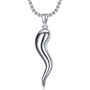 CEKAMA 925 Sterling Silver Italian Horn Good Luck Pendant Necklace for Men Women Protects Us Amulet Jewelry Gift for Christmas Valentine's Day, Mother's Day