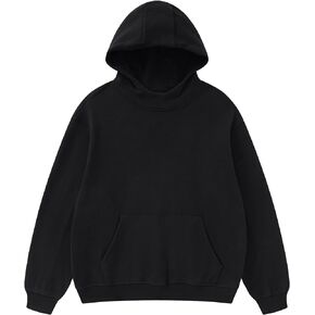 Dnzzs Mens Oversized Hoodie Unisex Heavyweight Fleece Pullover Hoodies Mock Neck Hooded Sweatshirt Streetwear Black