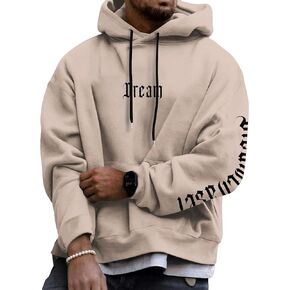 GORGLITTER Men's Letter Graphic Print Drawstring Hoodie Long Sleeve Hooded Pullovers with Kangaroo Pocket
