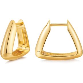 ليلي اند وايت اقراط ذهبية مثلثة الشكل للنساء، اقراط حلقية هندسية، اقراط ذهبية عصرية، هدية مجوهرات in Kuwait