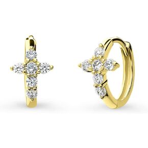 BERRICLE Sterling Silver Cross Cubic Zirconia CZ Small Fashion Hoop Huggie Earrings for Women, 0.5"