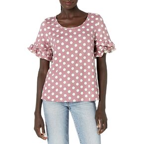 Star Vixen Women's Petite Ruffle Tulip Sleeve Casual Top, MAVDOT, PXL