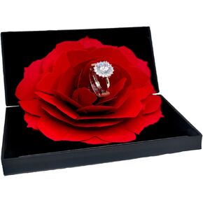 Creative Ring Holder Ring Box (Black) for Proposal, Wedding, Engagement, Ceremony Birthday... Ring Jewelry Gift Case Jewelry Display Beautiful Presentation with the Ring box