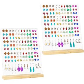 Girls Earring Holder EarringPegboards 2PCS, Acrylic Earring Holder Display Stand with Wood Bases Stud Earring Organizer Display Rack, Removable Jewelry Showcase Studs Earring Display Stands, 8X10in in Saudi Arabia
