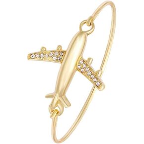 MANZHEN Crystal Easy Open Gold Rose Gold Silver Airplane Hook Bangle Cuff Bangle Bracelet in Saudi Arabia