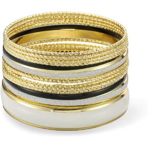 Ensoul Mixed Multi Metal Bangles Bracelets Set Fashion Jewelry for Women 13Pcs/Set