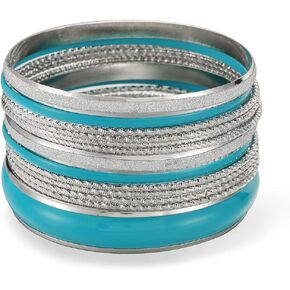 Ensoul Mixed Multi Metal Bangles Bracelets Set Fashion Jewelry for Women 13Pcs/Set in Kuwait