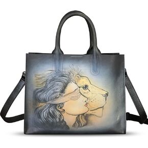 Genuine Leather Handbag for Women Hand Painted Leather Top Handle Bag Handmade Crossbody Purse Work Tote in Kuwait