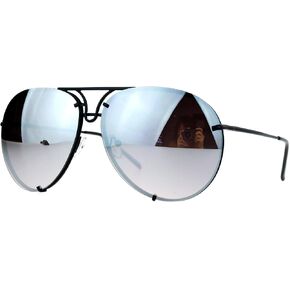 JuicyOrange Oversized Round Aviator Sunglasses Mirror Lens Metal Rims in Back Spring Hinge in Kuwait
