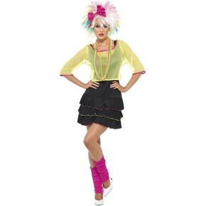 Smiffy's Adult Retro Neon 80s Pop Rock Star Sexy Halloween Costume