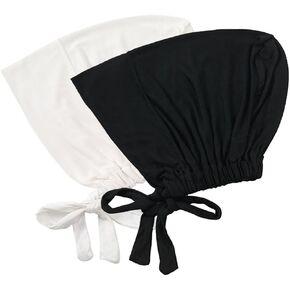2 Pcs Adjustable Hijab Undercap Under Scarf Hat Turban Beanie Cap Muslim Inner Hijab Cap Solid Color Hijab