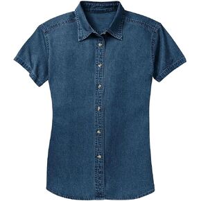 Joe's USA Ladies Short Sleeve Value Denim Shirts in Sizes XS-4XL