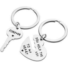 Boyfriend Girlfriend Puzzle Key Ring, You Hold The Key to My Heart Forever Keychain for Him and Hers, Stainless Steel Lovers Couple Gifts Keychain Pendant with Jewelry box