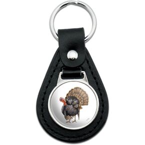 GRAPHICS & MORE Black Leather Tom the Awesome Wild Turkey Keychain