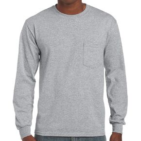 gildan usa inc g2410sg-xxl Adult, Extra, Extra Large, Sport Gray, Long Sleeve, Pocket Tee Shirt
