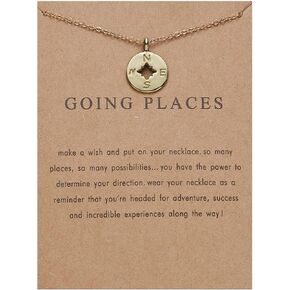 COLORFUL BLING 2023 Compass Graduation Adjustable Necklace with Wish Cards Gifts for Her Senior Graduate College High School Grad Gifts for Daughter Chain Pendant Necklace Jewelry