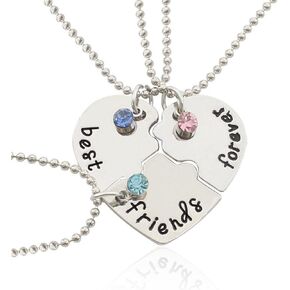 Soyzvteo Best Friends Matching Necklace BFF Pendant Necklace Set Best Friends Forever Heart Necklace Sun Moon Star Connecting Friendship Gifts Necklaces for Best Friends