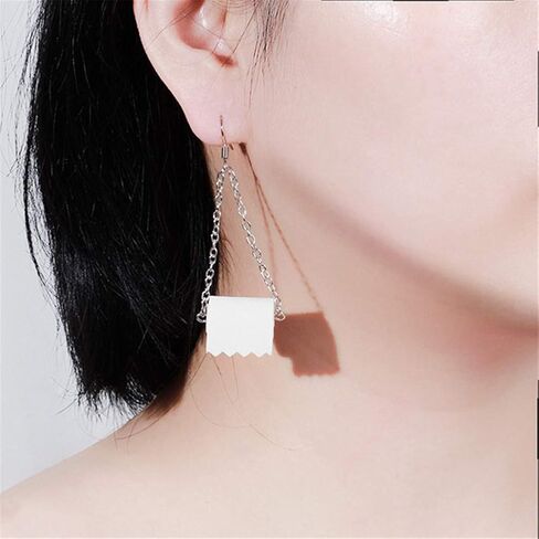 مجموعة قلادة على شكل لفة ورق المرحاض، مجموعة قلادة متدلية على شكل لفة ورق المرحاض، أقراط متدلية على شكل خطاف للنساء والفتيات هدية مجوهرات مضحكة للنوادي الليلية in Kuwait