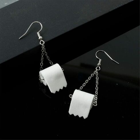 مجموعة قلادة على شكل لفة ورق المرحاض، مجموعة قلادة متدلية على شكل لفة ورق المرحاض، أقراط متدلية على شكل خطاف للنساء والفتيات هدية مجوهرات مضحكة للنوادي الليلية in Kuwait