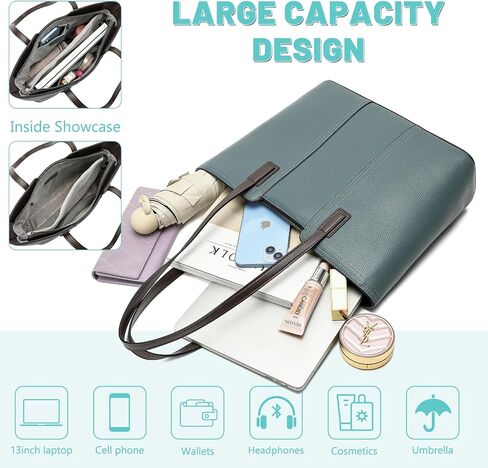 Women's Genuine Leather Tote Handbag Large Capacity Pocketbook Purse in Saudi Arabia