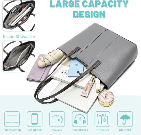 حقيبة يد نسائية من الجلد الطبيعي ذات سعة كبيرة ومحفظة جيب in Kuwait