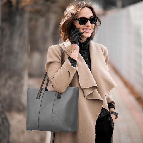 حقيبة يد نسائية من الجلد الطبيعي ذات سعة كبيرة ومحفظة جيب in Kuwait