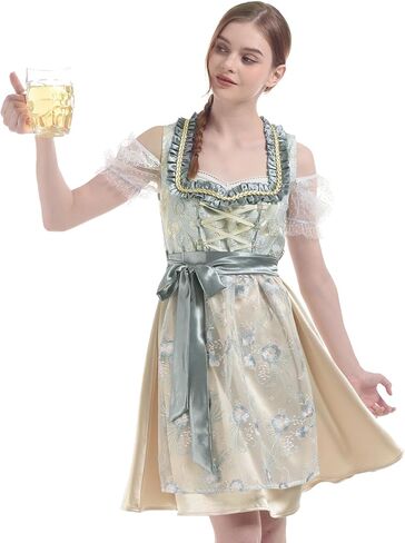 فساتين LTAKK Dirndl للسيدات ملابس مهرجان أكتوبر أزياء بافارية زي فتاة البيرة التقليدية الألمانية مع بلوزة Dirndl in Kuwait