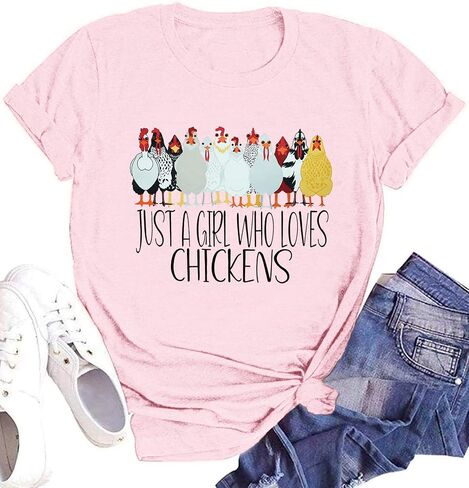 Chicken Shirt for Women Farm Tees Farm Girl T Shirt Funny Chicken Graphic T-Shirt Casual Short Sleeve Tops in Saudi Arabia
