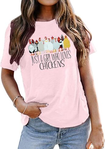 Chicken Shirt for Women Farm Tees Farm Girl T Shirt Funny Chicken Graphic T-Shirt Casual Short Sleeve Tops in Saudi Arabia
