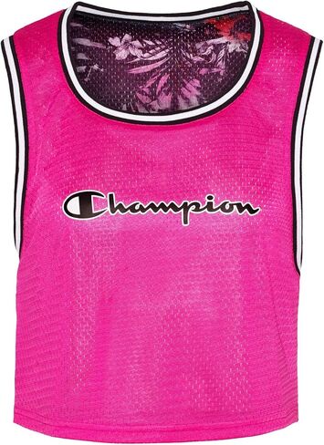 Champion Women's Reversible Mesh Cropped Tank, Amaranth/Blur Tropics Pink/Chscrplastisol-Gr 9936, M in Saudi Arabia
