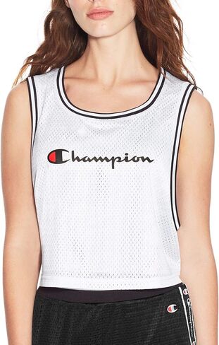 Champion Women's Reversible Mesh Cropped Tank, Amaranth/Blur Tropics Pink/Chscrplastisol-Gr 9936, M in Saudi Arabia