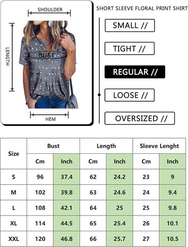WLLW Women Bohemian Short Sleeve V Neck Floral Print T Shirt Babydoll Shirt Blouse Tunic Top in Saudi Arabia