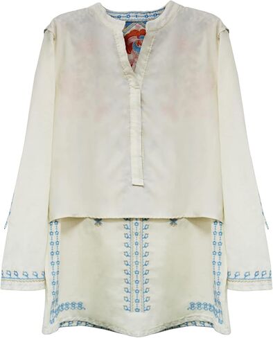 LauraKlein Mexican Shirts for Women Summer Casual Embroidered Tops Ladies Button Down Tops Peasant Tunic Loose Blouse in Kuwait