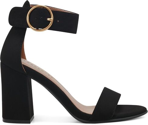 Aerosoles Women's Lawrence Heeled Sandal, Black Faux Suede, 9.5 in Saudi Arabia