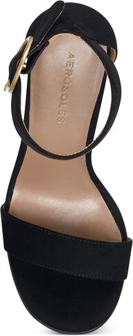 Aerosoles Women's Lawrence Heeled Sandal, Black Faux Suede, 9.5 in Saudi Arabia