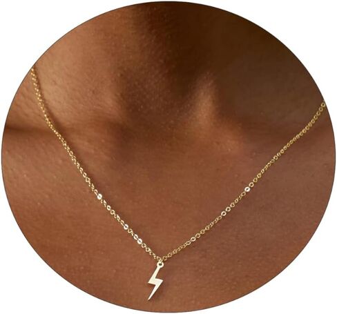 Kyerlyn 14K Gold Necklace for Women, Dainty Airplane/Swallow/Lightning Necklace Sideways Necklace Pendant Trendy for Girls Adjustable Chain Simple Choker Everyday Jewelry Gifts in Saudi Arabia