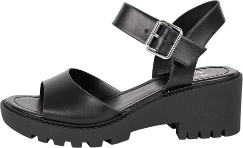 Womens Heeled Sandal Open Toe One Band Lug sole Block Ankle Strap Platform ANGELA in Saudi Arabia