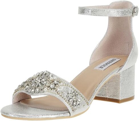 صنادل نسائية من SheSole بكعب منخفض مكتنز وأحذية زفاف بأحجار الراين اللامعة وحفلات الزفاف in Kuwait