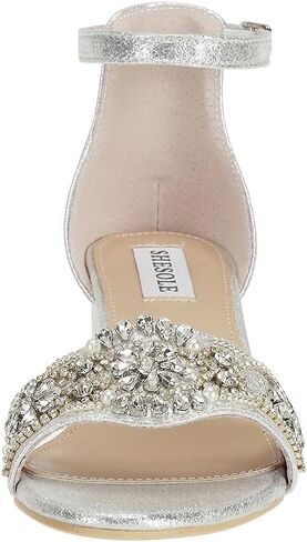 صنادل نسائية من SheSole بكعب منخفض مكتنز وأحذية زفاف بأحجار الراين اللامعة وحفلات الزفاف in Kuwait