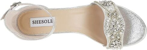 صنادل نسائية من SheSole بكعب منخفض مكتنز وأحذية زفاف بأحجار الراين اللامعة وحفلات الزفاف in Kuwait