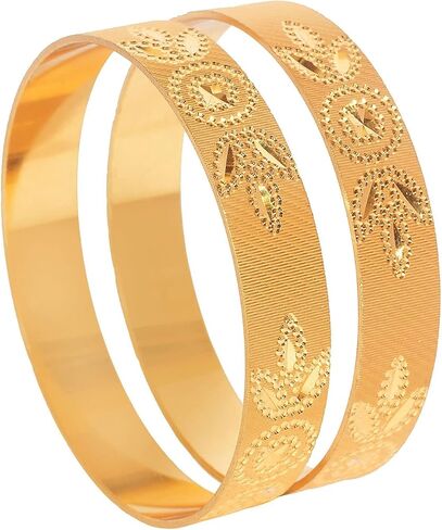 مجموعة أساور غونغرو كادا التقليدية الفاخرة الهندية العتيقة المصنوعة من الذهب المؤكسد للنساء (مجموعة من سوارين) in Kuwait