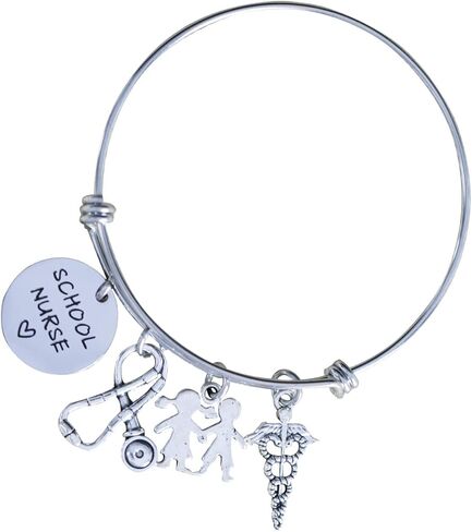 VALAFO School Nurse Appreciation Gifts Bracelet for Women School Nurses Week Gift Graduating Nursing School Registered Nurses Bangle School Nurse Bracelet, Pearl in Kuwait