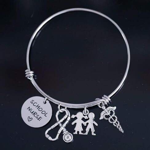 VALAFO School Nurse Appreciation Gifts Bracelet for Women School Nurses Week Gift Graduating Nursing School Registered Nurses Bangle School Nurse Bracelet, Pearl in Kuwait