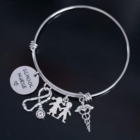 VALAFO School Nurse Appreciation Gifts Bracelet for Women School Nurses Week Gift Graduating Nursing School Registered Nurses Bangle School Nurse Bracelet, Pearl in Kuwait