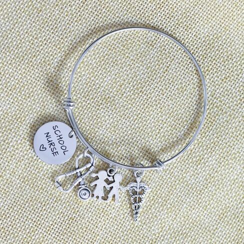 VALAFO School Nurse Appreciation Gifts Bracelet for Women School Nurses Week Gift Graduating Nursing School Registered Nurses Bangle School Nurse Bracelet, Pearl in Kuwait