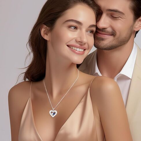 LOUISA SECRET Valentine's Day Gifts for Her, Shell Double Heart Birthstone Necklaces for Women, 925 Sterling Silver Fine Jewelry, Anniversary Birthday Gifts for Women Wife Mom Girlfriend Daughter Lady in Kuwait